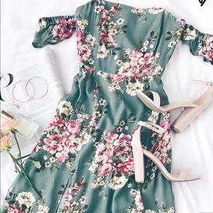 Sage green floral maxi dress